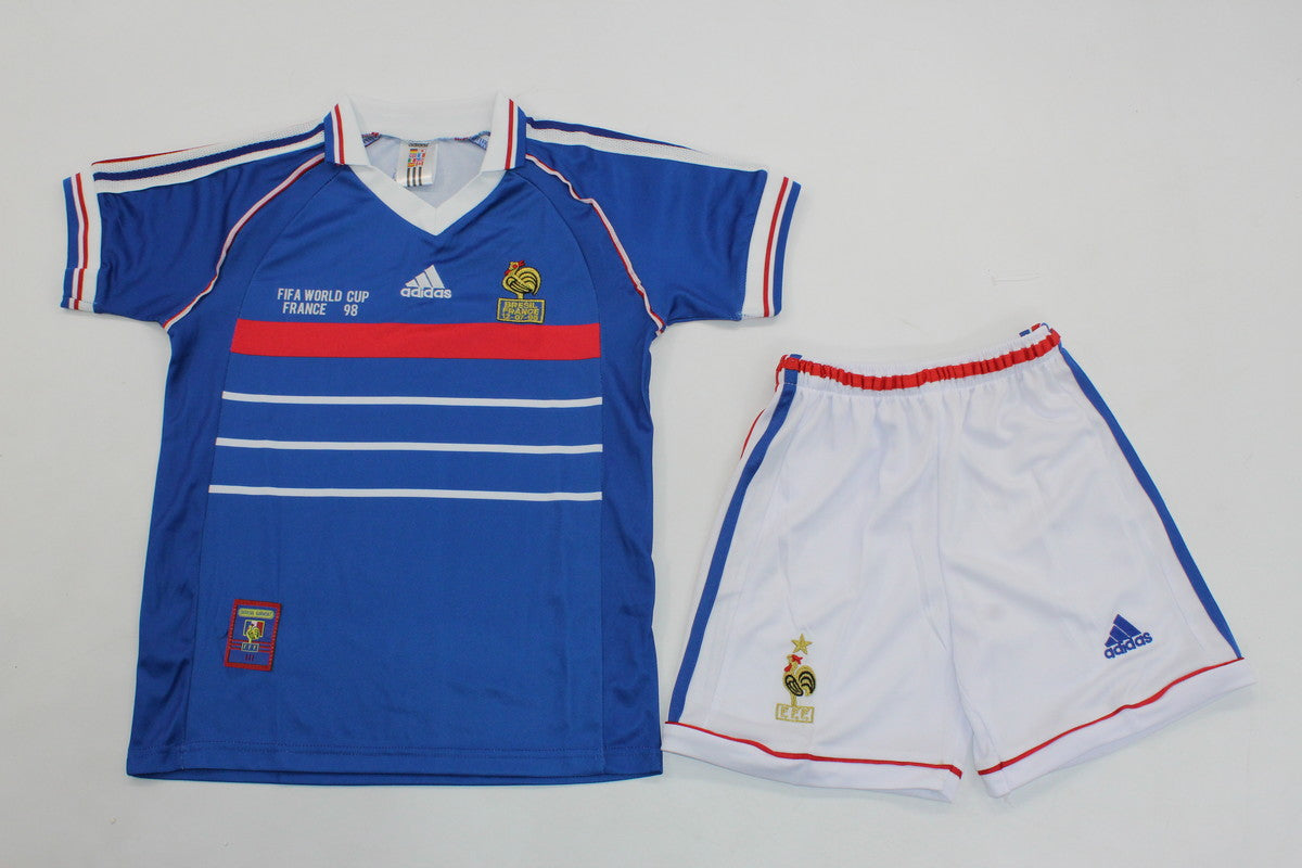 France Home 1998 Kids Retro Kit (Includes Shorts)