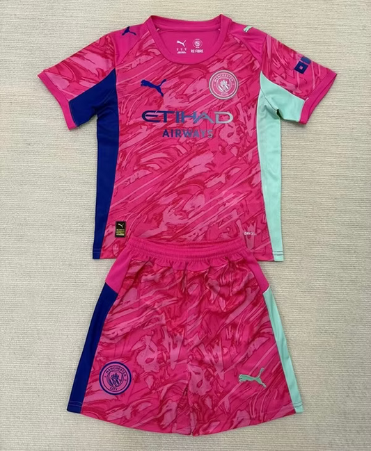 Man. City GK Pink 25/26 Kids Kit (Includes Shorts)