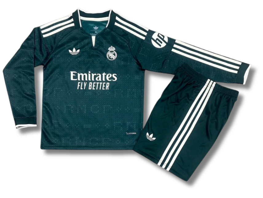 R Madrid Away 26/27 Long Sleeve Kids Kit (Includes Shorts)
