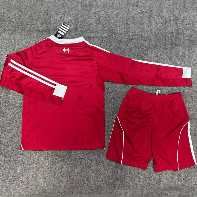 Liverpool Home 25/26 Long Sleeve Kids Kit (Includes Shorts)