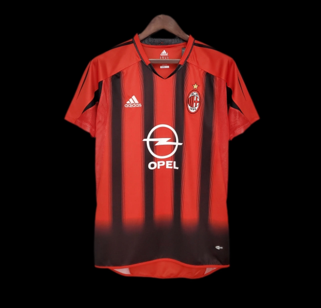 AC Milan Home football shirt 2000 - 2002. Sponsored by Opel