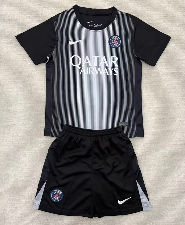 P S G GK Black 25/26 Kids Kit (Includes Shorts)