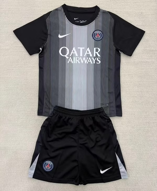 P S G GK Black 25/26 Kids Kit (Includes Shorts)