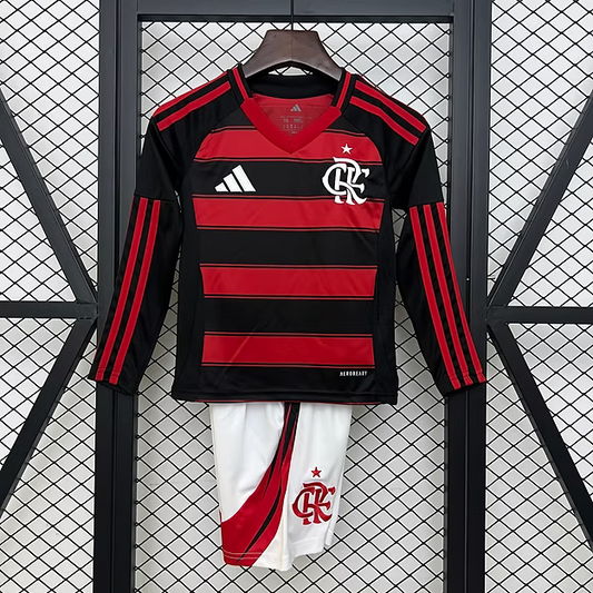 Flamengo Home 2025 Long Sleeve Kids Kit (Includes Shorts)