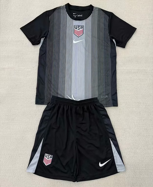 USA GK Black 25/26 Kids Kit (Includes Shorts)