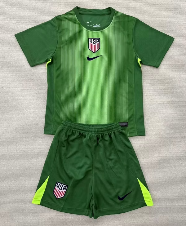 USA GK Green 25/26 Kids Kit (Includes Shorts)