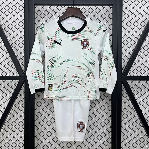 Portugal Away 2025 Long Sleeve Kids Kit (Includes Shorts)