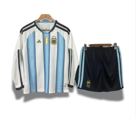Argentina Home 2026 Long Sleeve Kids Kit (Includes Shorts)