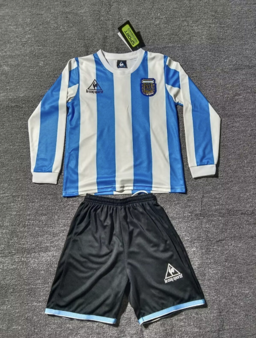 Argentina Home 1986 Long Sleeve Kids Kit (Includes Shorts)