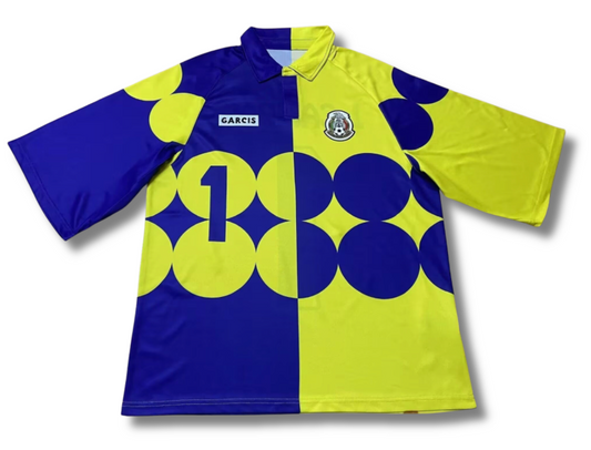 Mexico 1998 GK Blue/Yellow Retro Jersey
