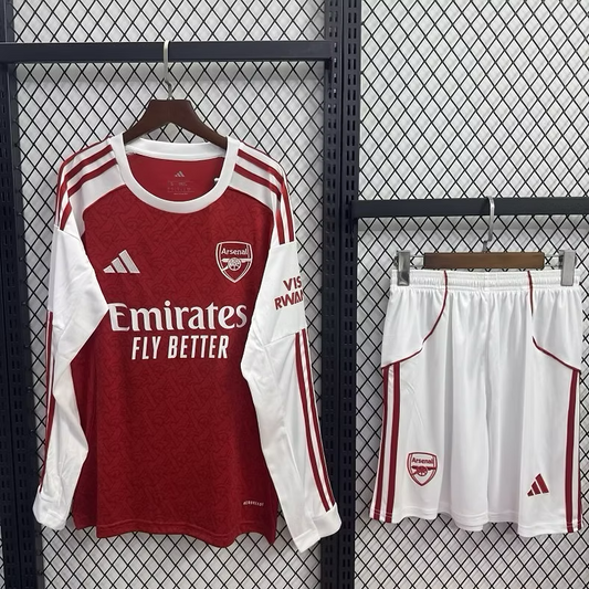 Arsenal Home 25/26 Long Sleeve Kids Kit (Includes Shorts)