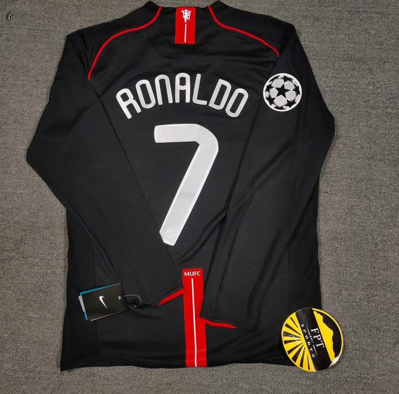 Retro Ronaldo 2008 UCL Final Manchester United Long Sleeve Jersey XL